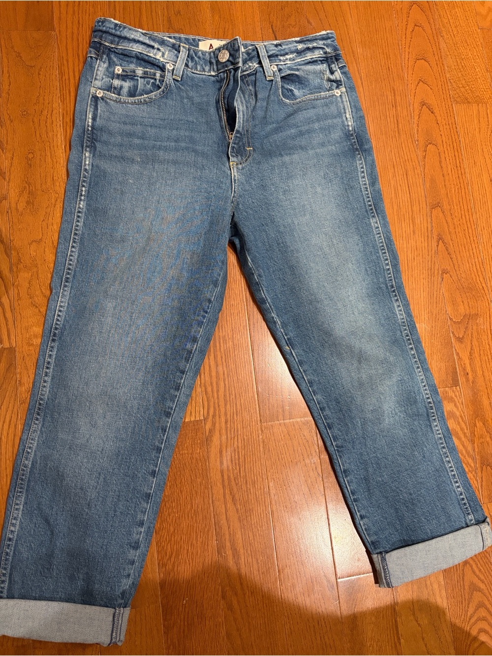 AMO Cropped Relaxed Boyfriend Jeans in Light Blue